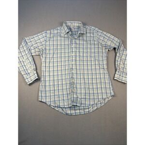 Peter Millar Crown Ease Shirt White Blue Check Mens XL Check Button Down Classic